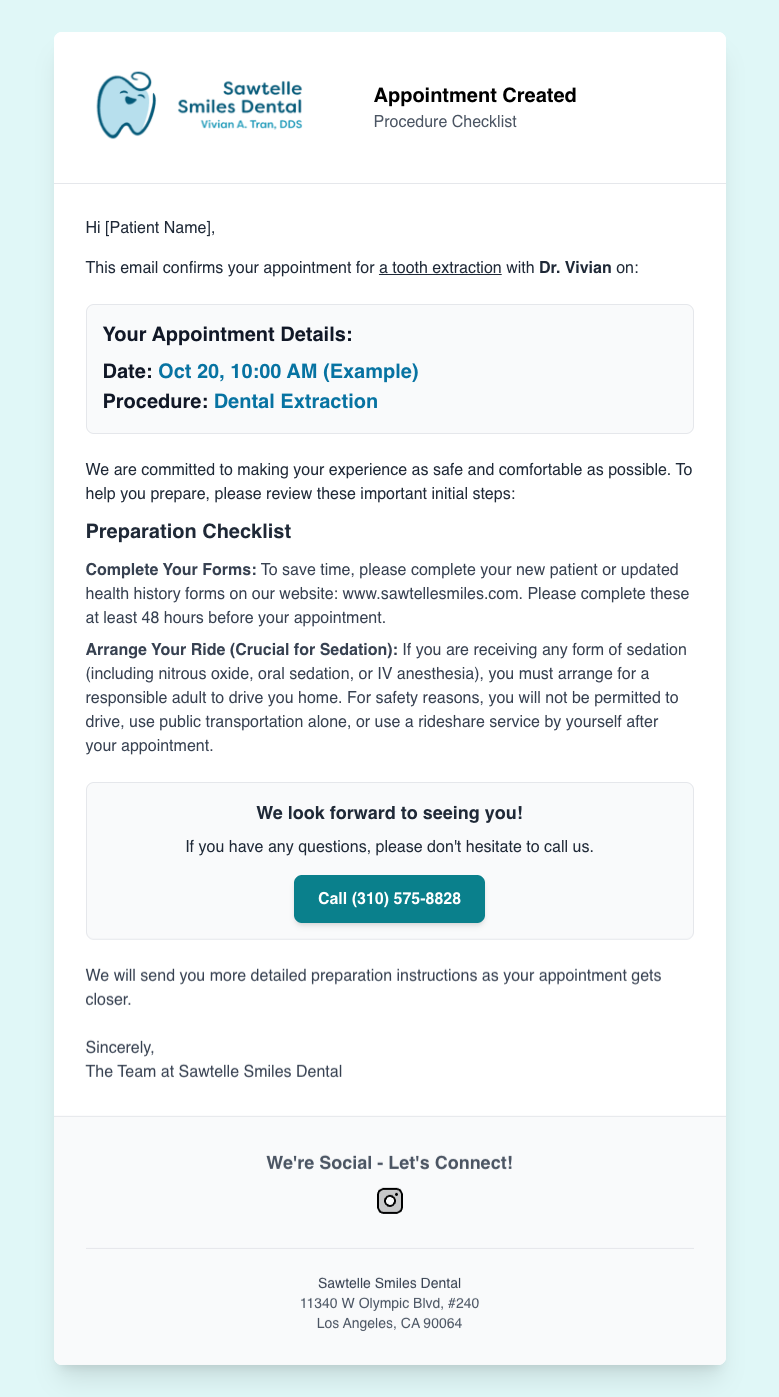 Appointment created email