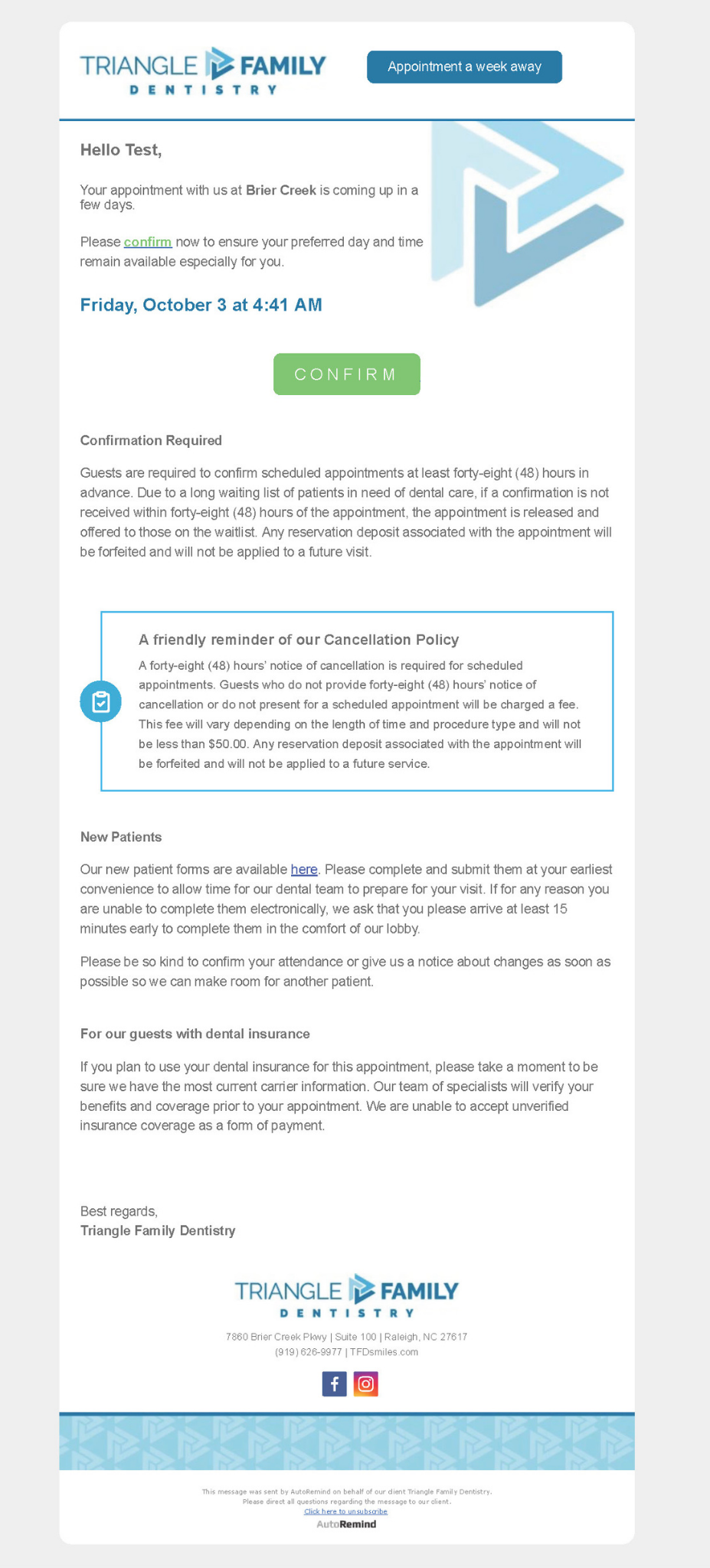 7-day confirmation email