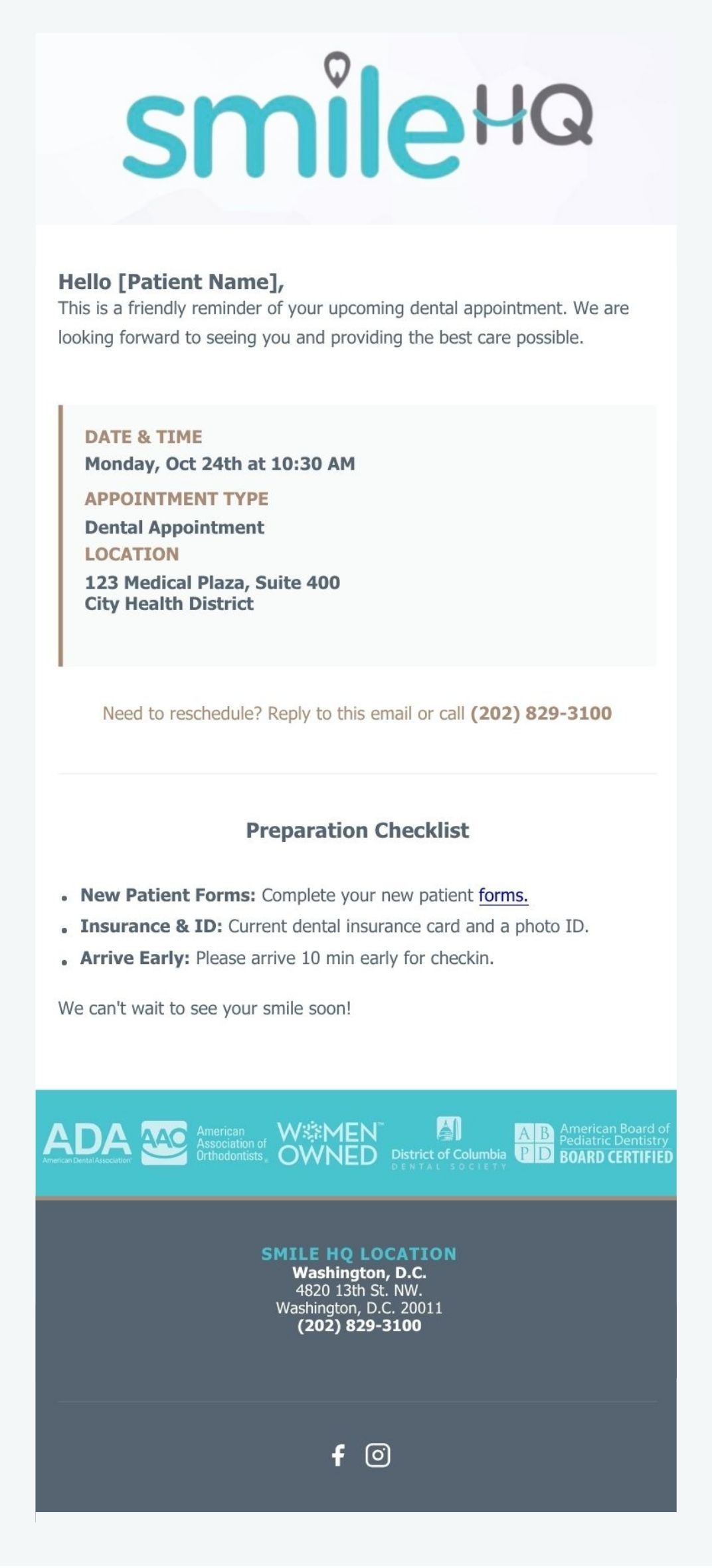 1-day email reminder